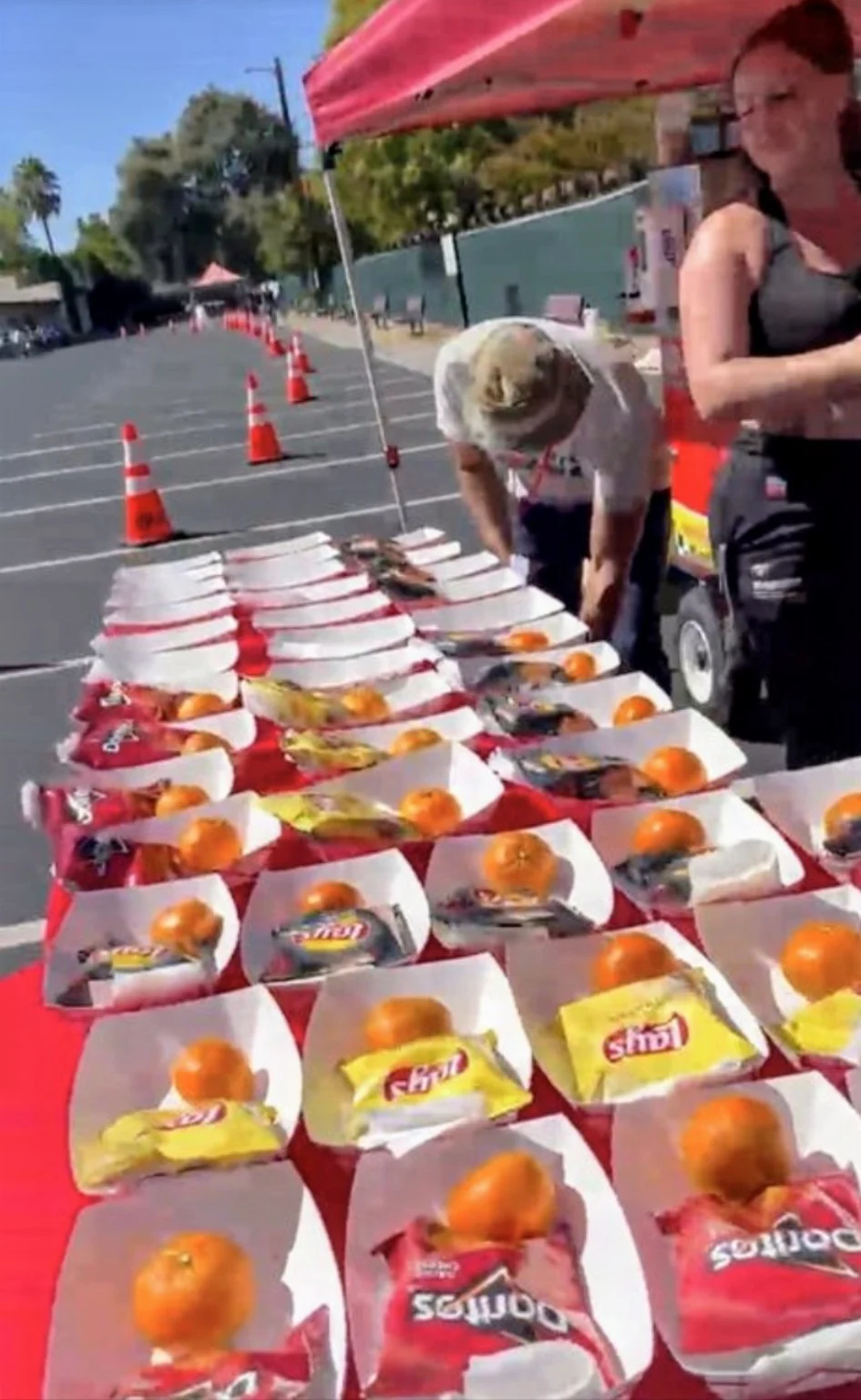 Prepared meals lined up for a Lil's Big Dogs event